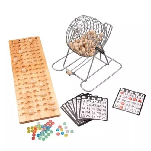 Complete bingoset van metaal en hout