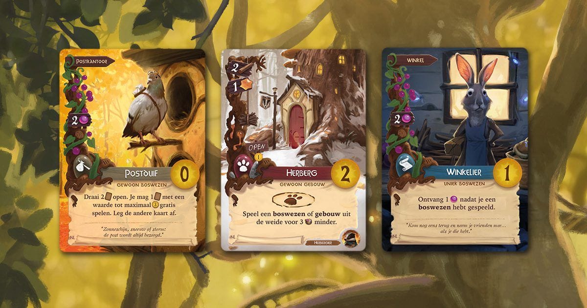 Everdell bordspel boswezenkaart en gebouwenkaart