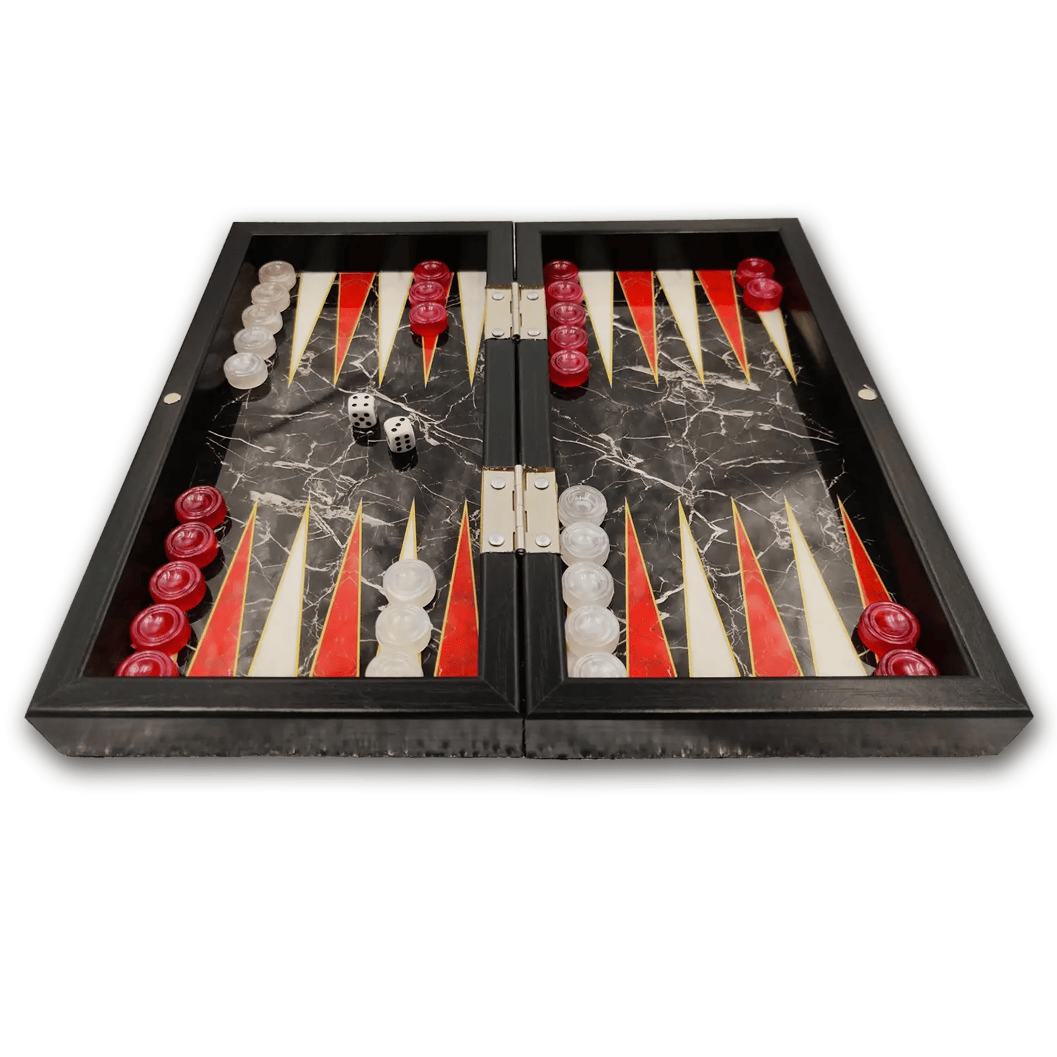 Backgammon zwart/wit - Maat S 25cm